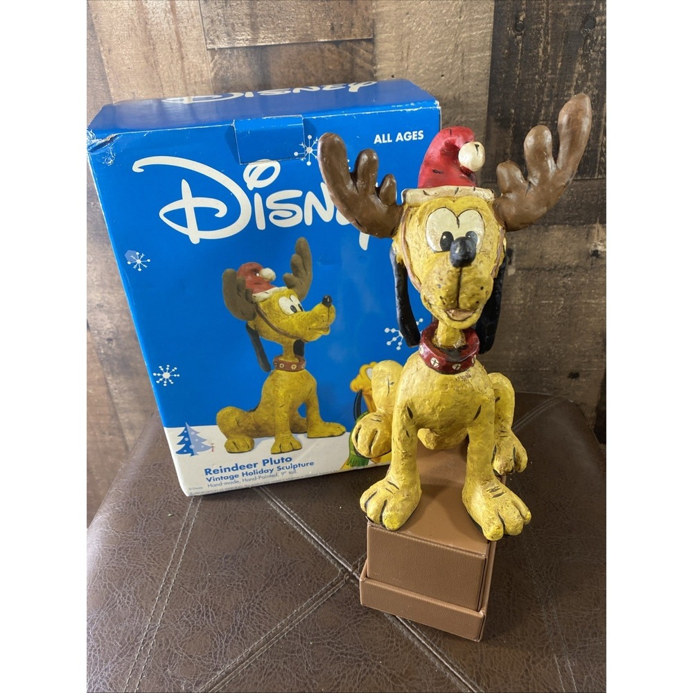 Disney Reindeer Pluto Vintage Holiday‎ Sculpture Hand-Made Hand-Painted 9" NIB
